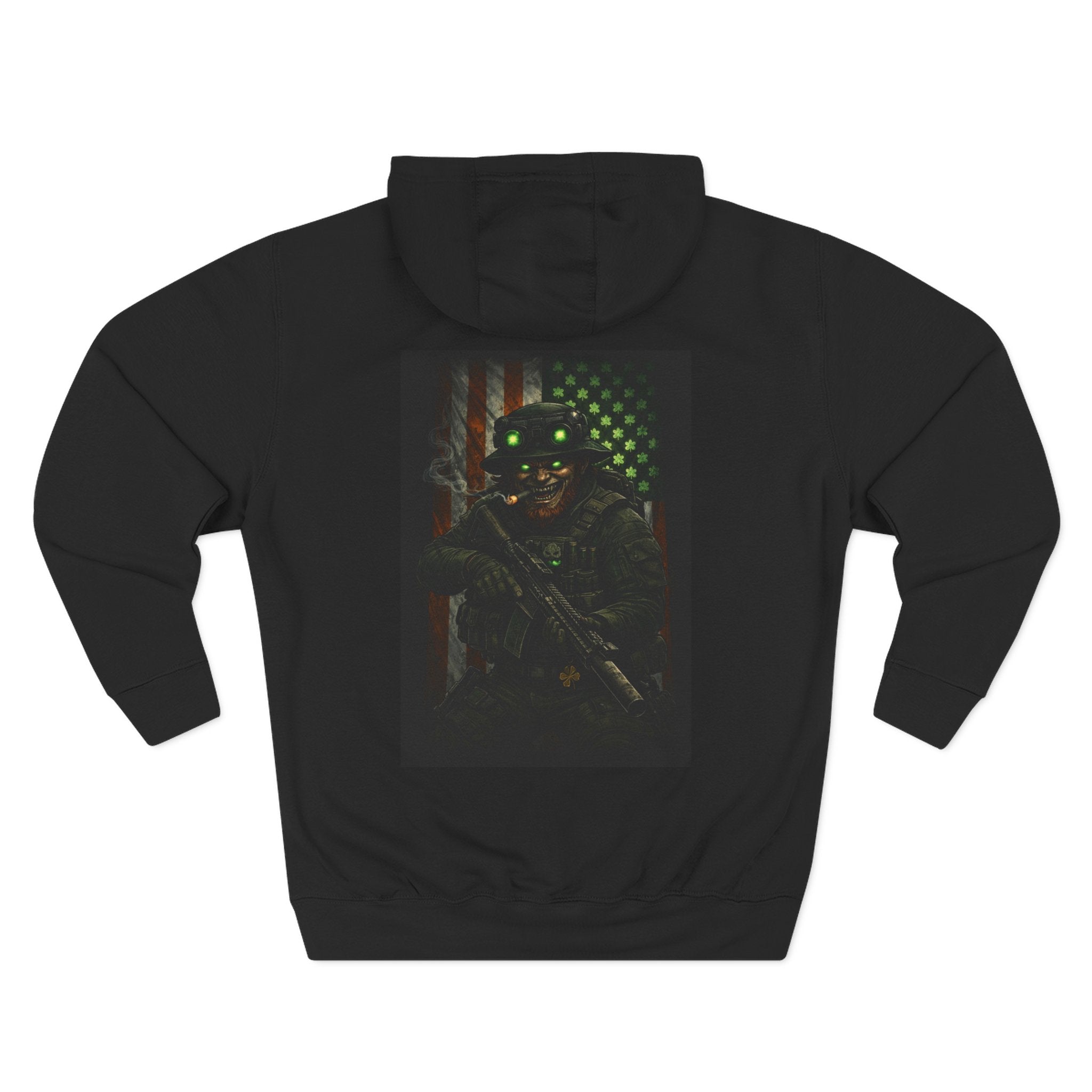 Black OPS Leprechaun Three-Panel Fleece Hoodie