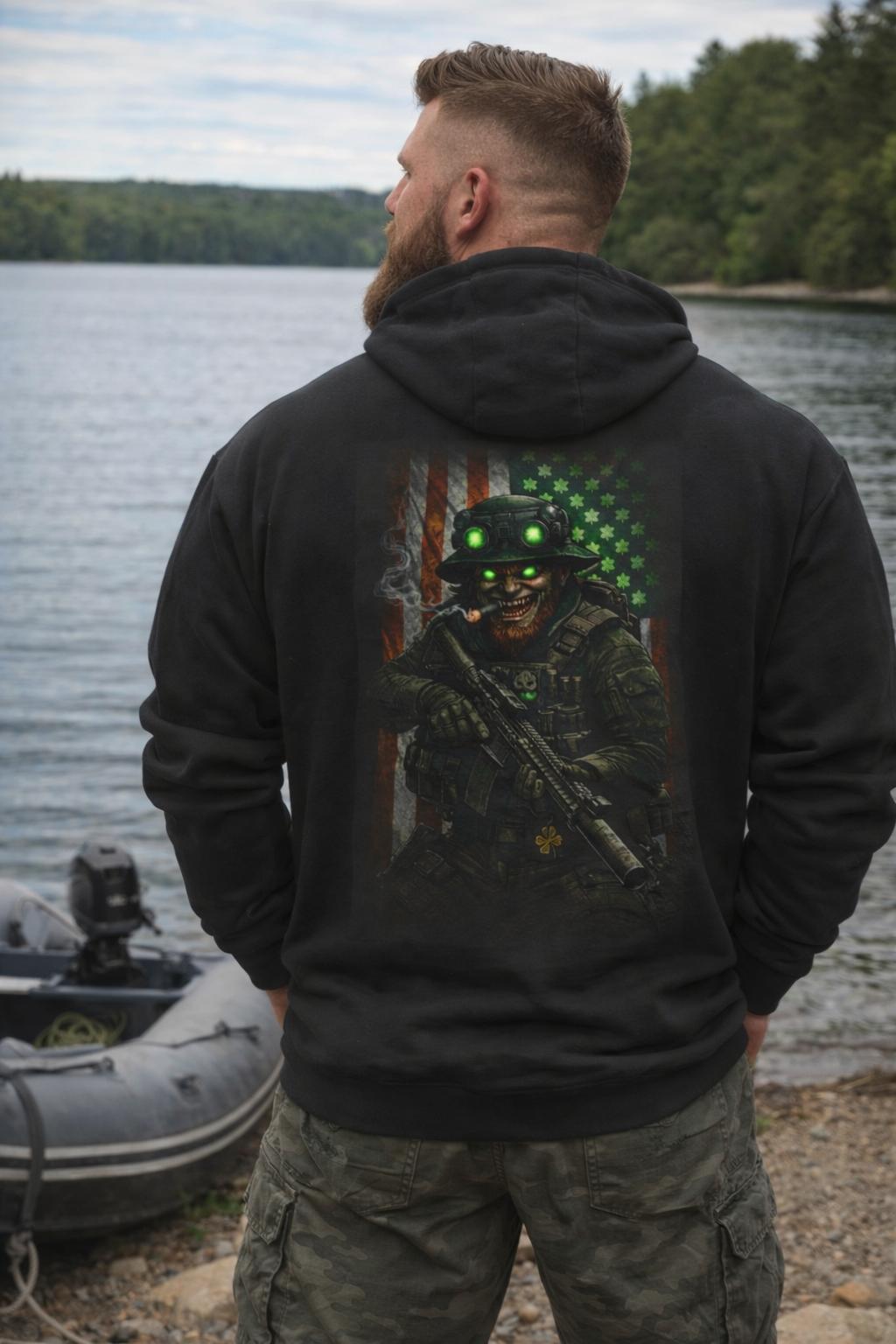 Black ops Leprechaun Three-Panel Fleece Hoodie