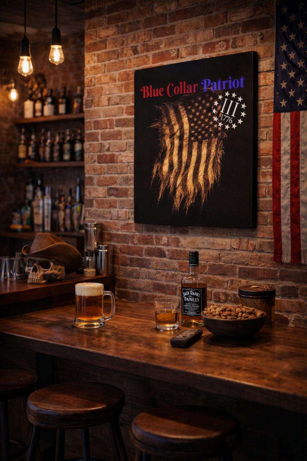 Blue Collar Patriot 1776 Wall Hanging Metal Sign